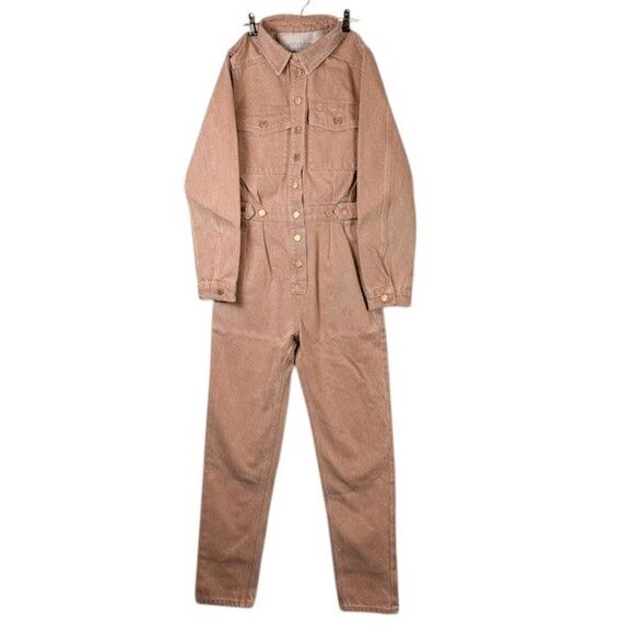 NEW! Triarchy Jumpsuit in Clay One Piece Denim Jumper Lined to Cuff Oversized XS - Picture 2 of 16